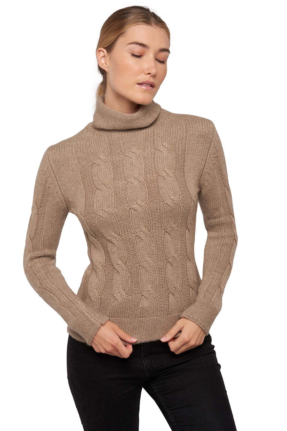 Cachemire Naturel pull femme col roule natural blabla natural brown 3xl